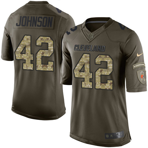 Men's Elite Malcolm Johnson Nike Jersey Green - #42 Salute to Service NFL Cleveland Browns